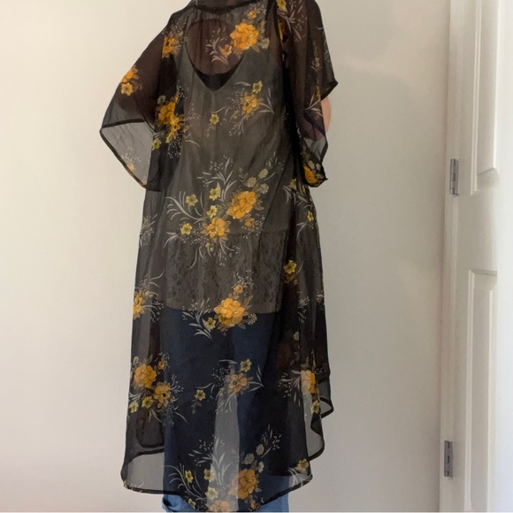 Band of gypsies black flowered boho duster - Picture 5 of 12
